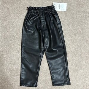 Zara Girls Black Faux Leather Jogger Pants